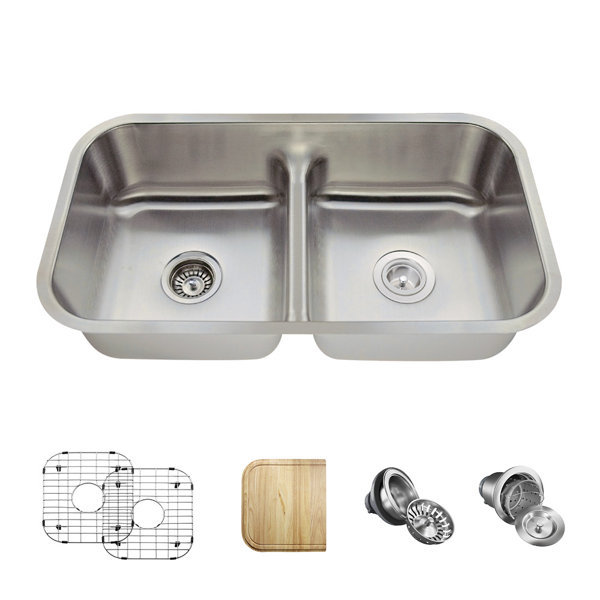MRDirect Stainless Steel 33" x 18" Double Basin Undermount Kitchen Sink